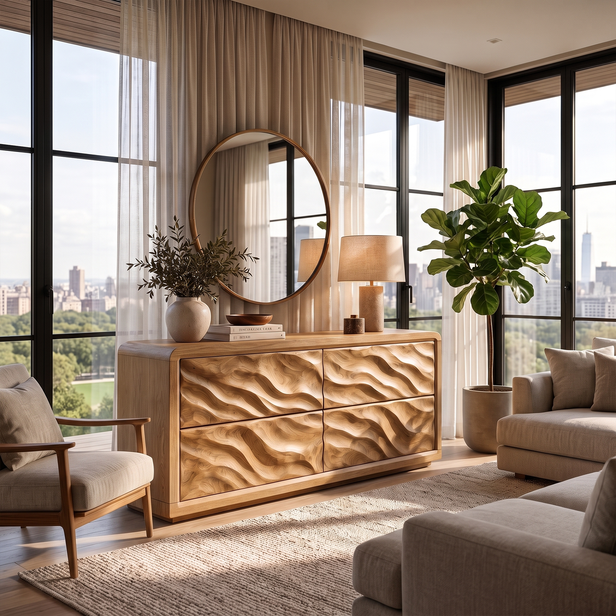 Modern Wide 4 Drawer Dresser For Bedroom