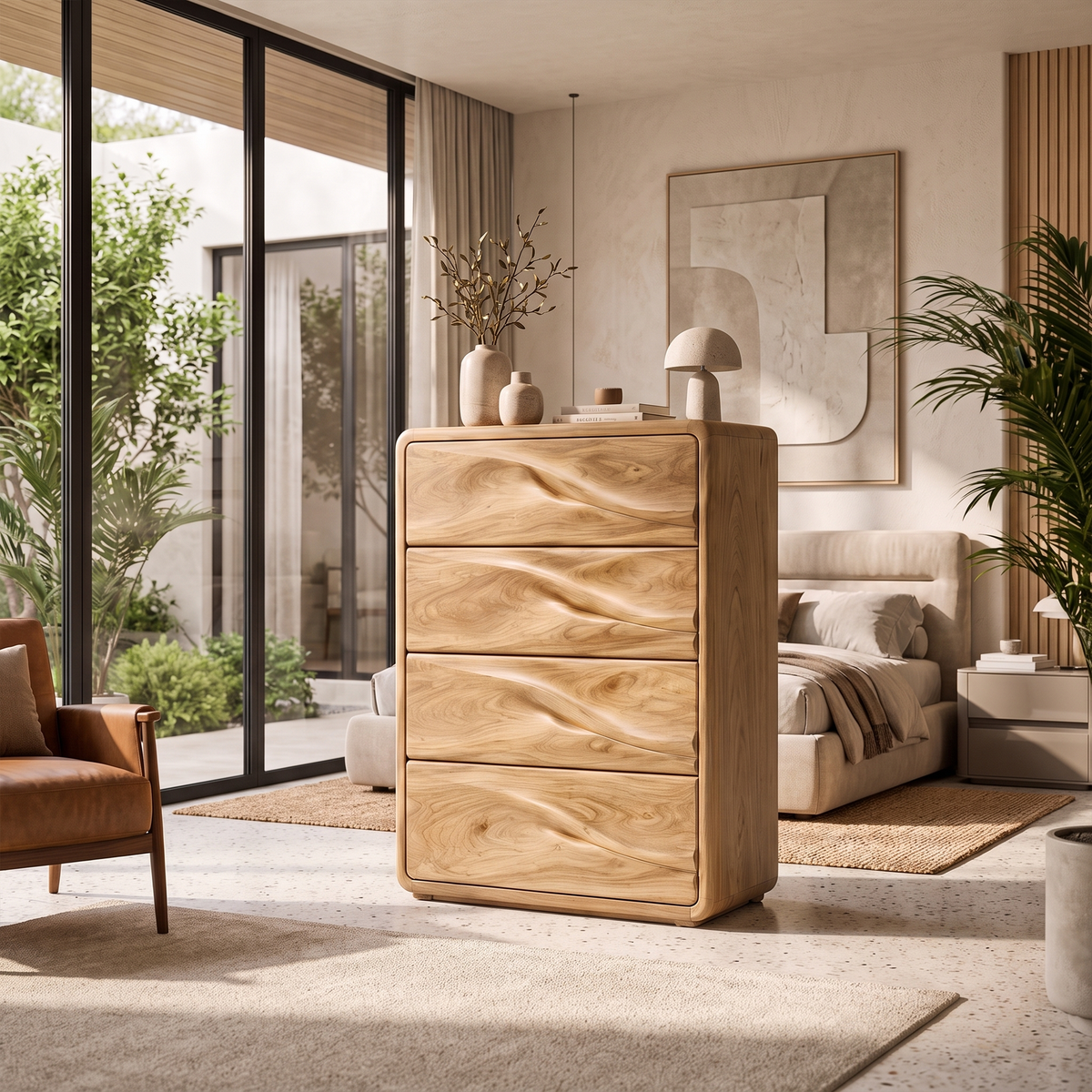 Scandinavian Bedroom Dresser Drawers With Soft Rounded Corners For Bedroom