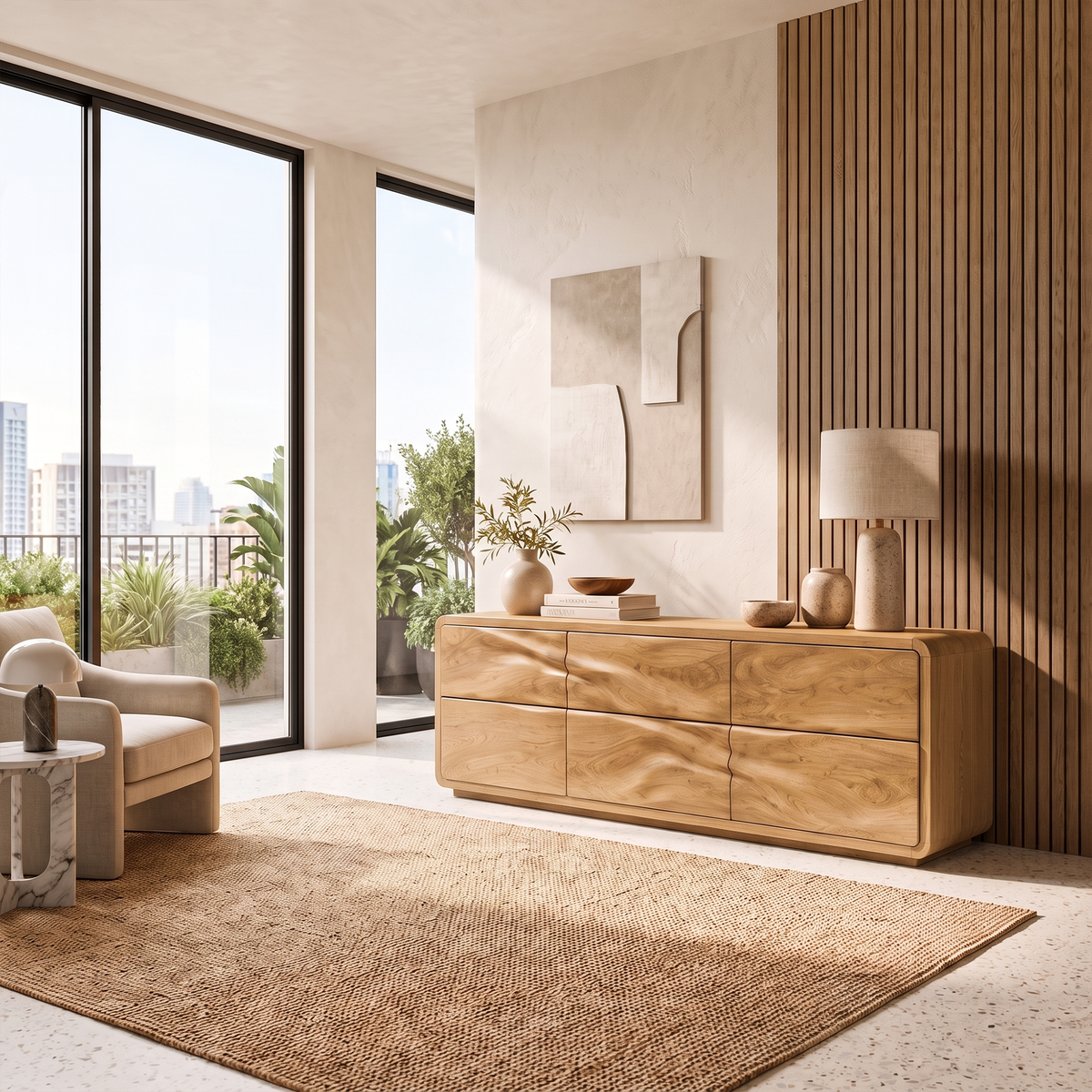 Minimalist Small Dresser With Clean Low Profile Frame For Bedroom