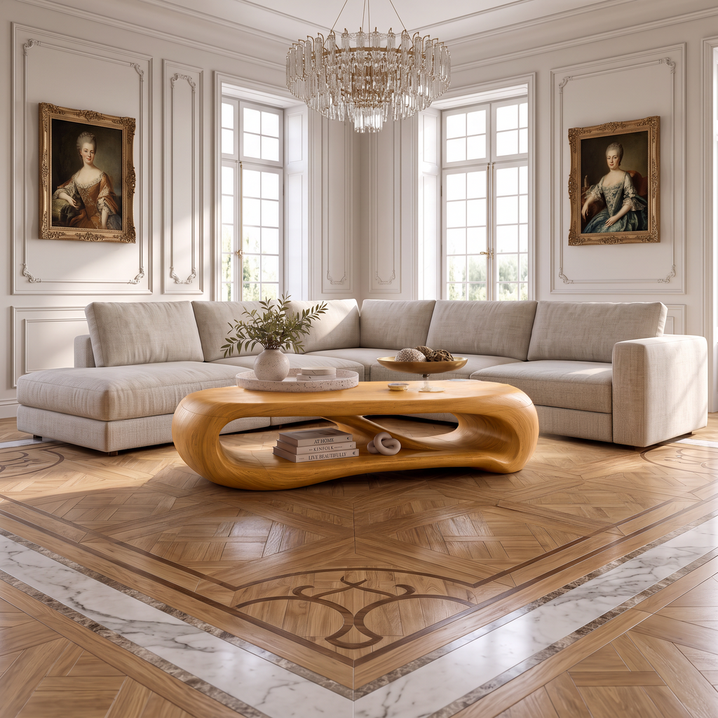 Modern Walnut Coffee Table With Soft Rounded Ends For Living Room