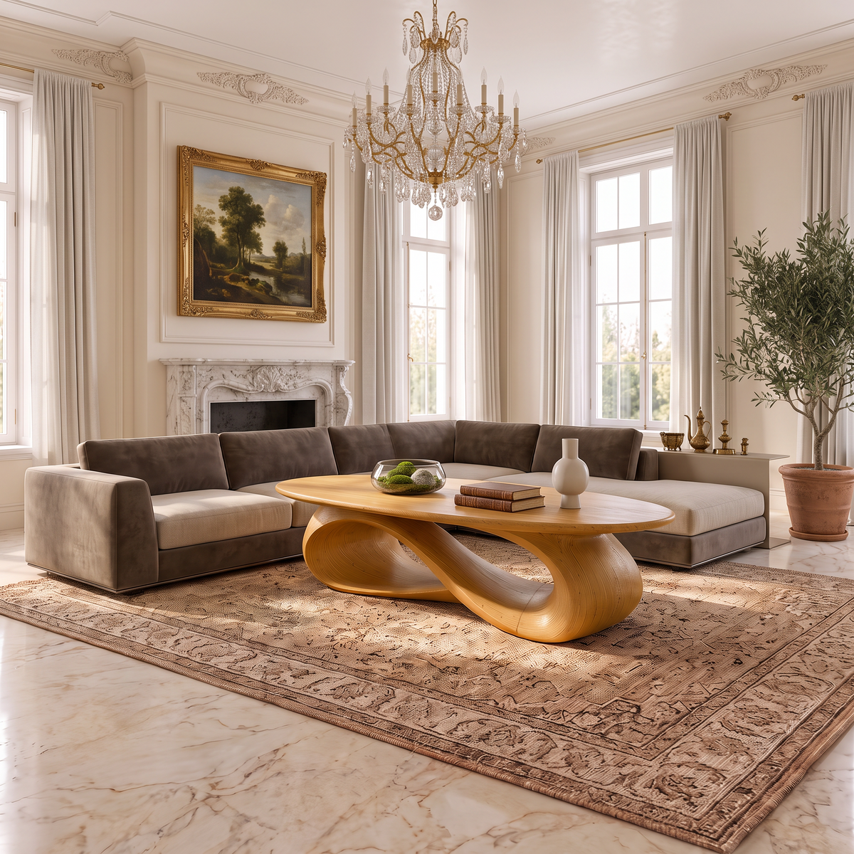 Modern Coffee Table With Oval Top And Clean Curved Profile For Living Room