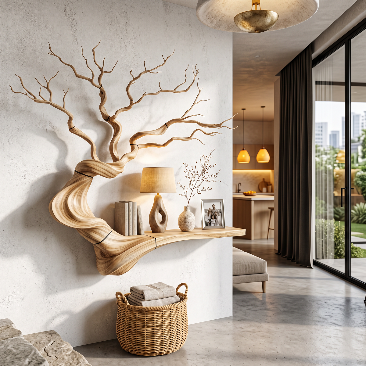 Organic Tree Bookcase With Flowing Branch Shelves For Living Room