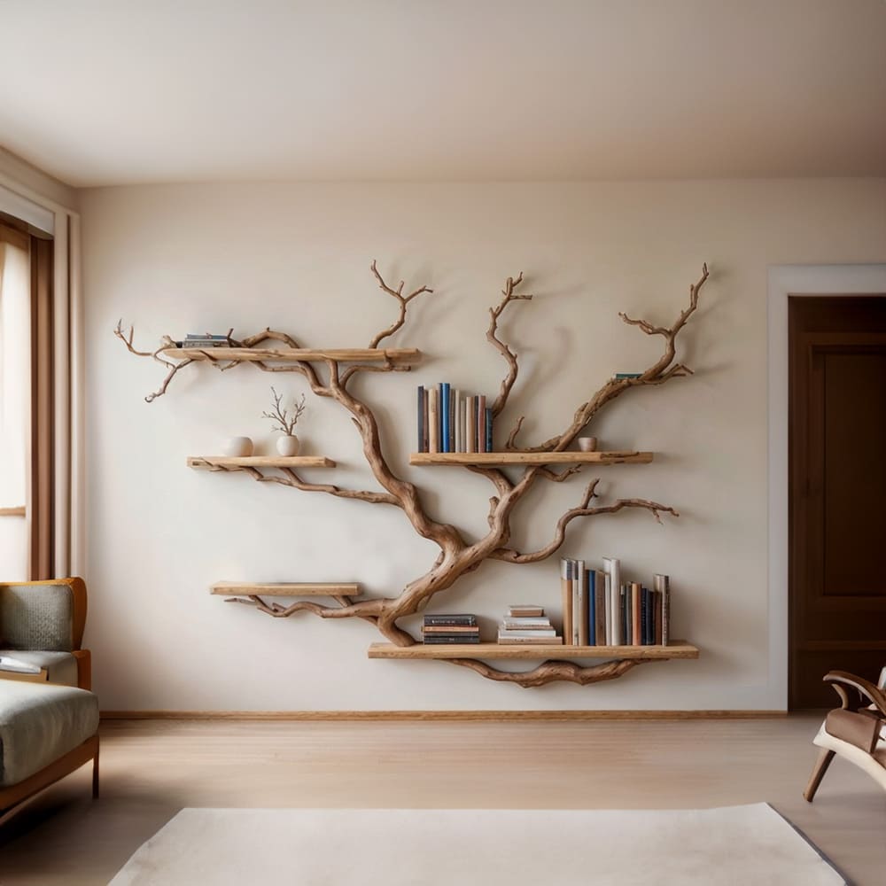 Tree Bookshelf Solid Wood Driftwood Bookcase