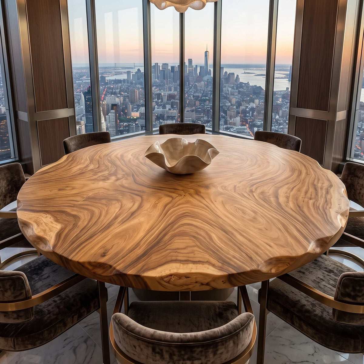 Mid Century Live Edge Round Table Top Penthouse