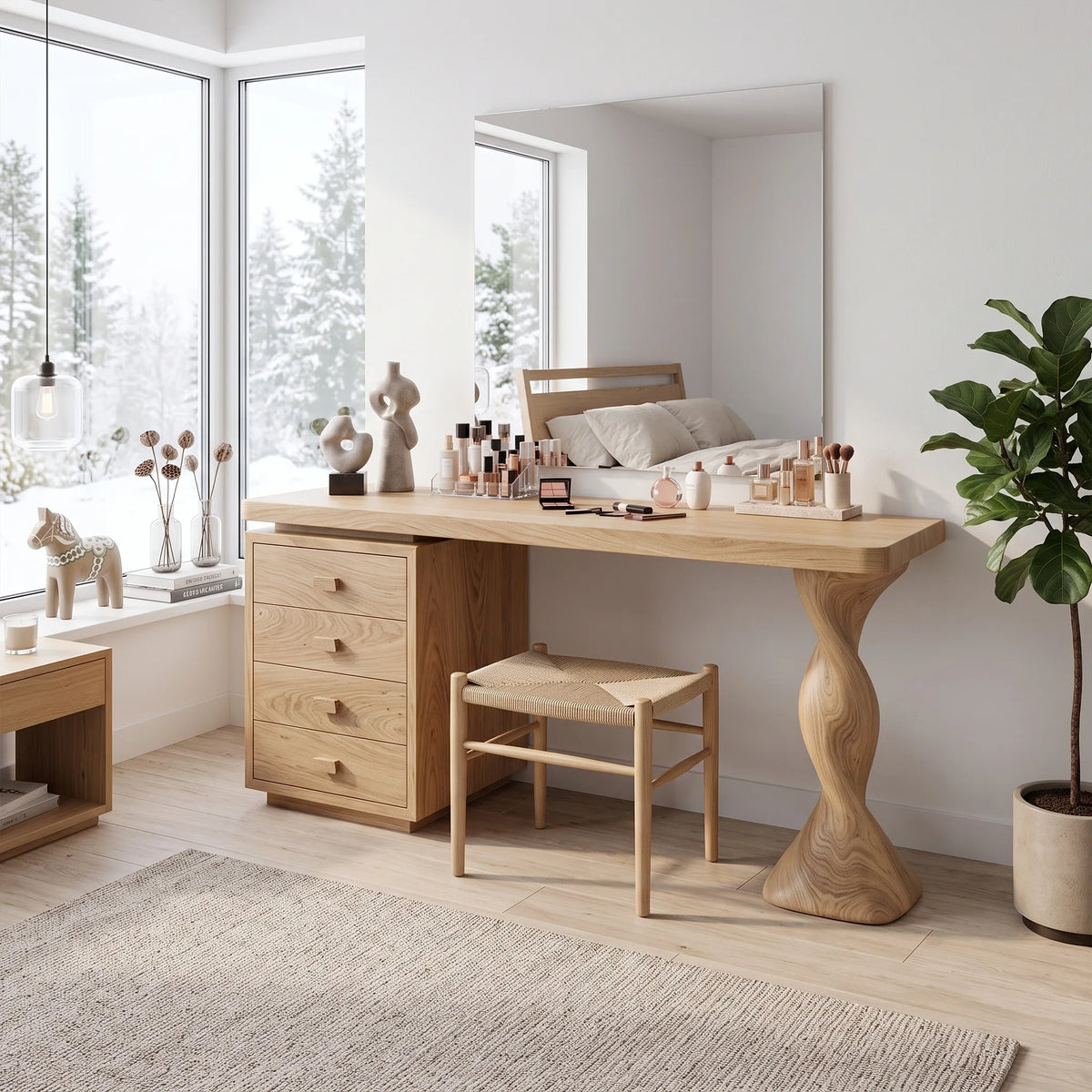 Calm Makeup Vanity Bedroom Vanity Beauty Vanity Desk Four Drawers For Bedroom