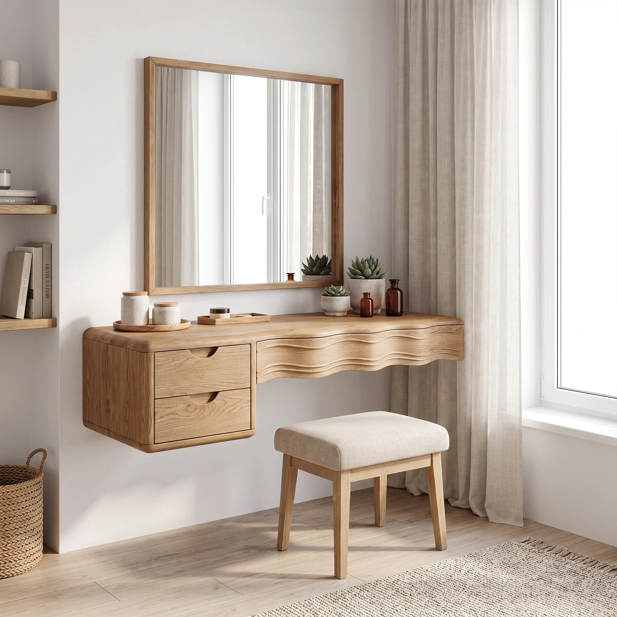 Refined Makeup Vanity Desk Bedroom Vanity Dressing Table Drawer Storage For Bedroom