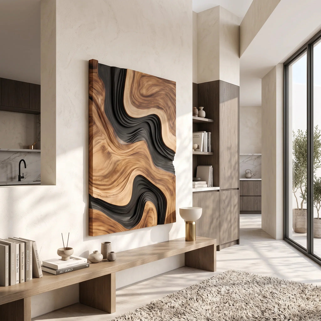 Organic Modern Abstract Wooden Wall Art Kitchen
