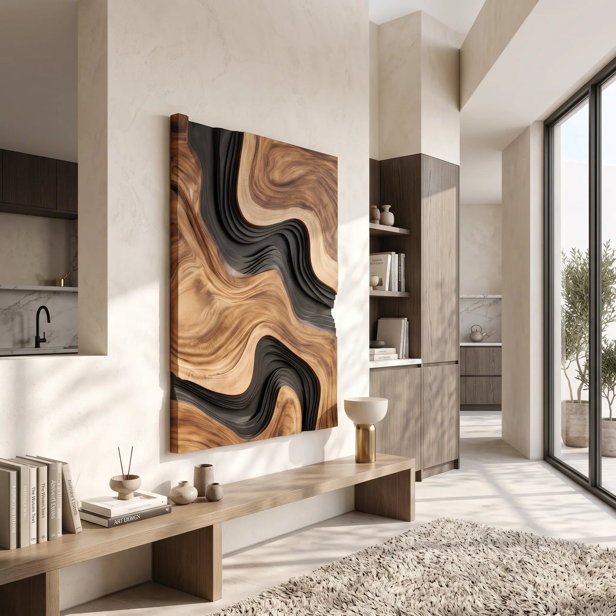 Organic Modern Abstract Wooden Wall Art Kitchen