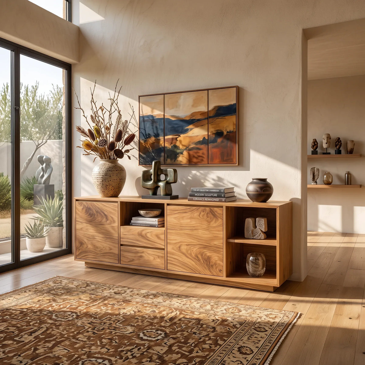 Modern Ripple Front Sideboard Open Entryway Hallway