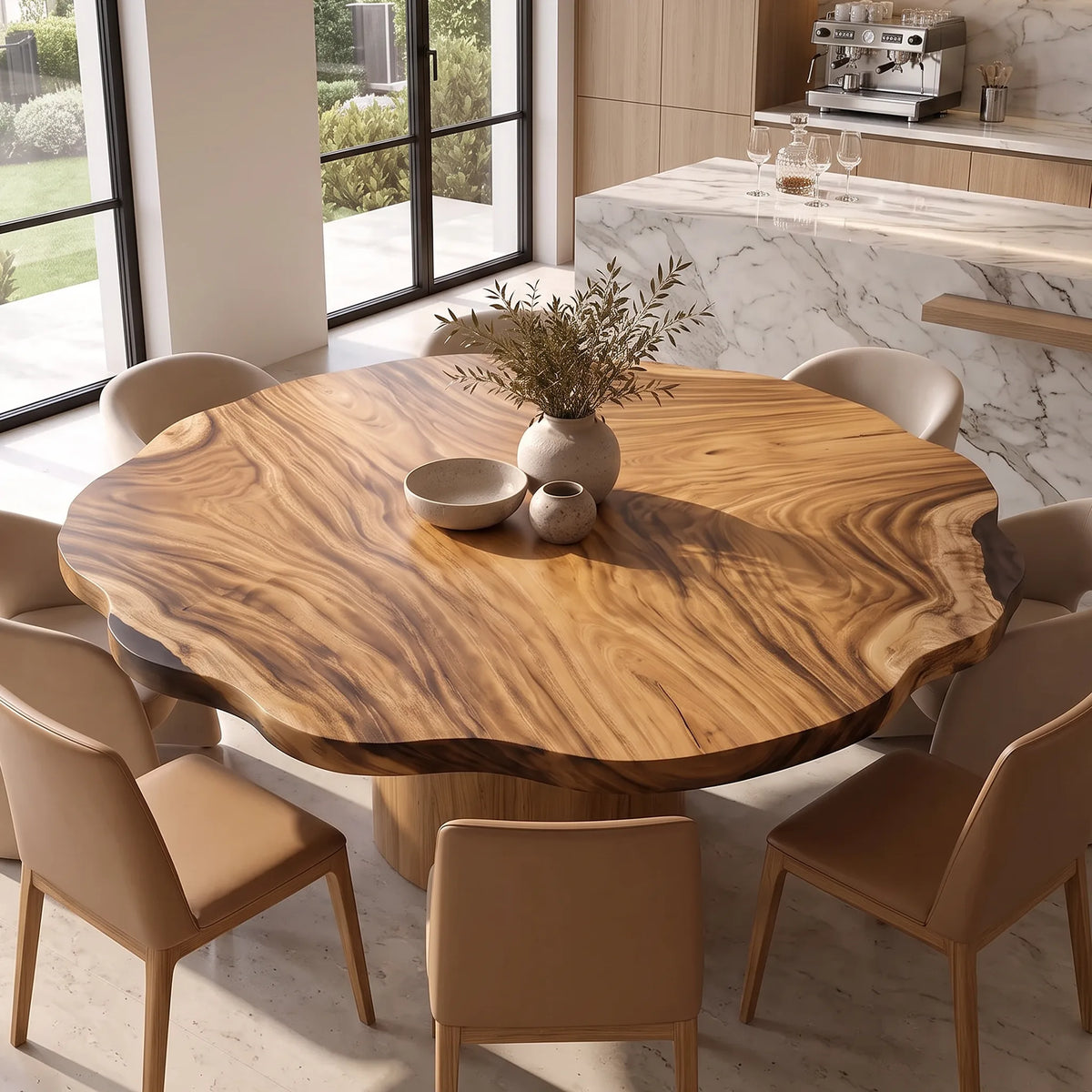 Mid Century Round Wood Table Top Dining Room