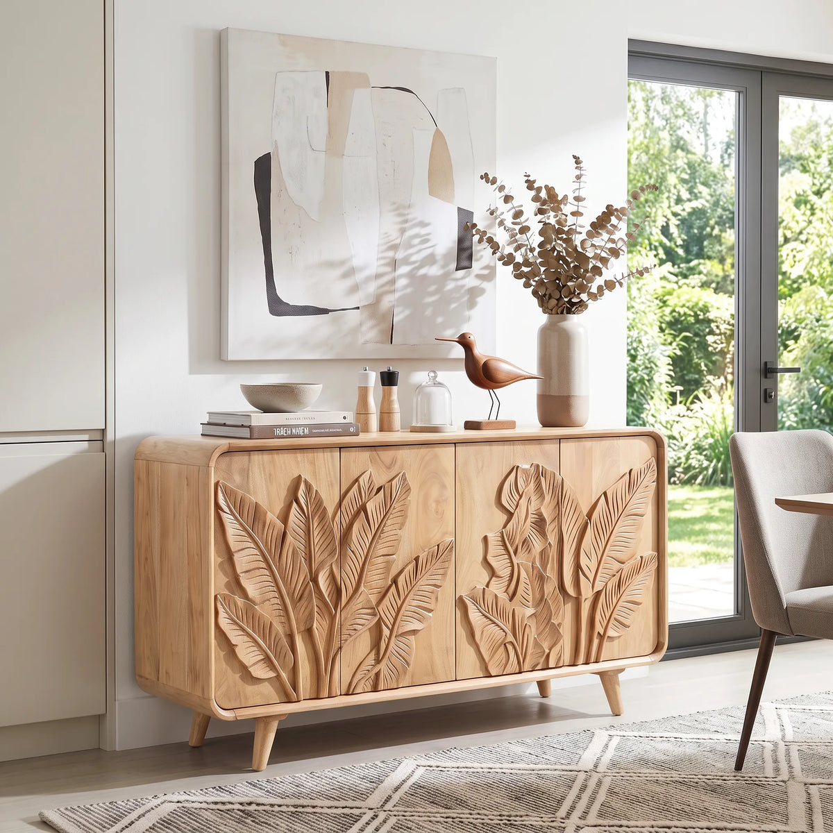 Handcrafted Botanical Sideboard Cabinet Dining Room