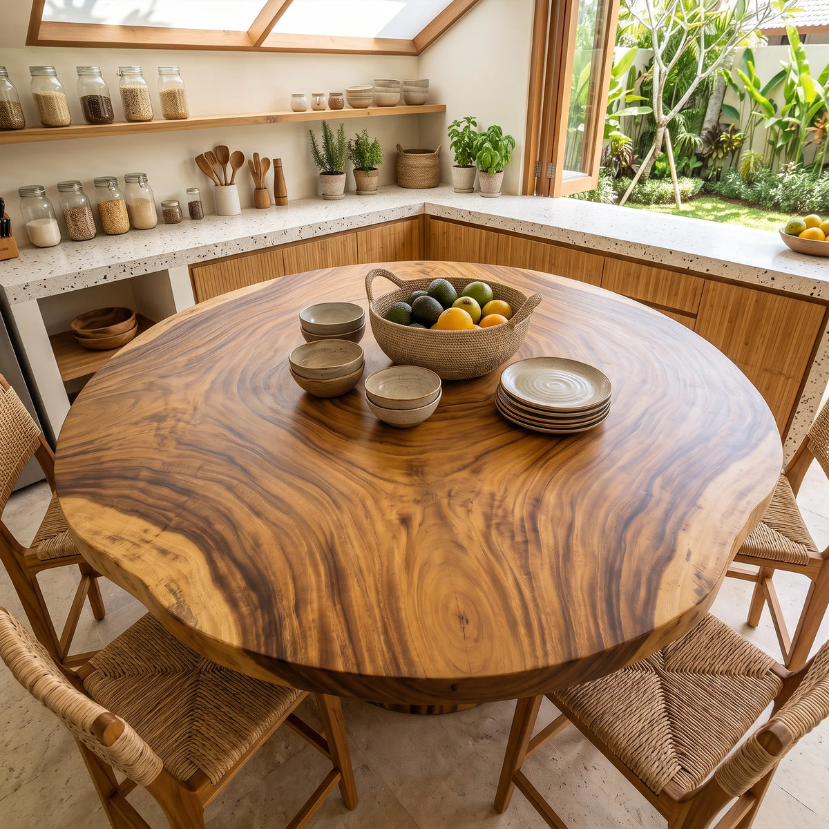 Rustic Live Edge Round Table Top 8 Seater
