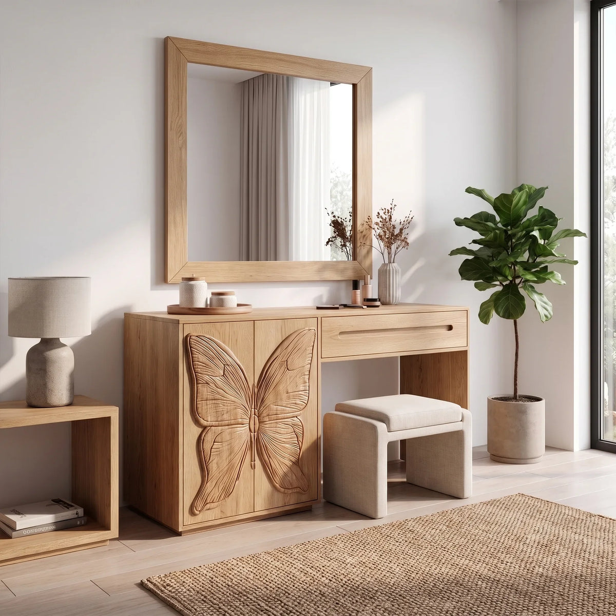 Dreamy Bedroom Vanity Makeup Vanity Desk Butterfly Cabinet For Dressing Room