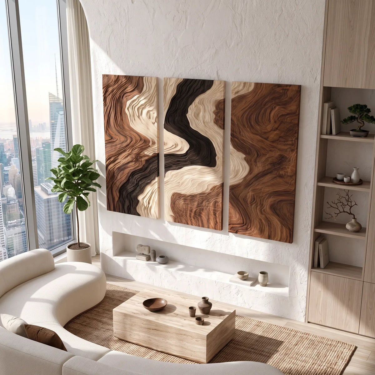 Contemporary Topographic Triptych Wall Art Luxury Bedroom