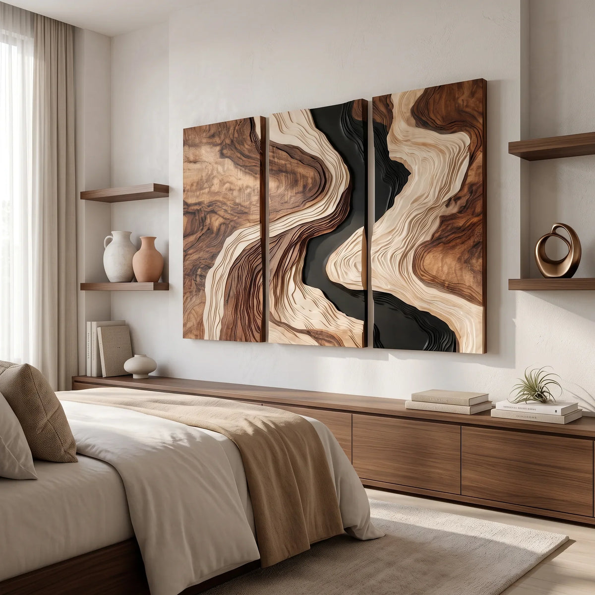 Organic Modern Layered River 3D Wall Art Wellness Room
