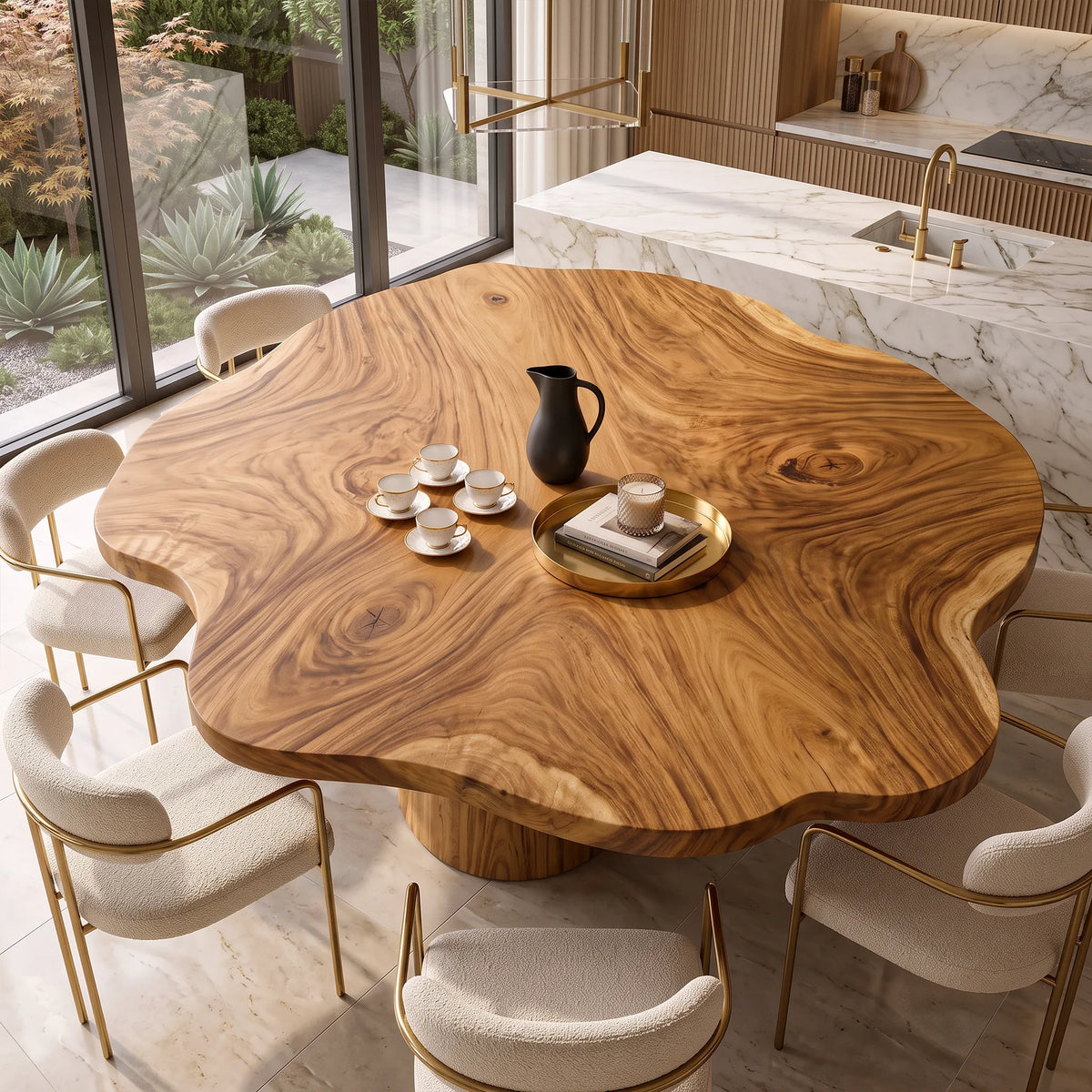Tropical Wood Table Top Coastal Dining Room