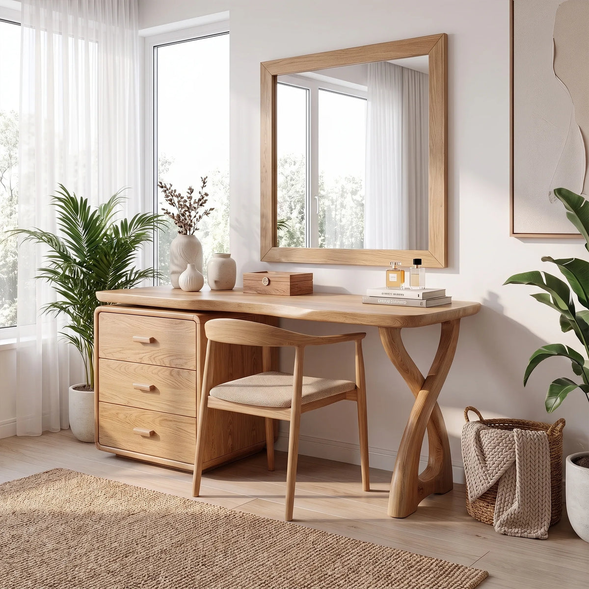 Graceful Makeup Vanity Bedroom Vanity Vanity Table Three Drawers For Bedroom