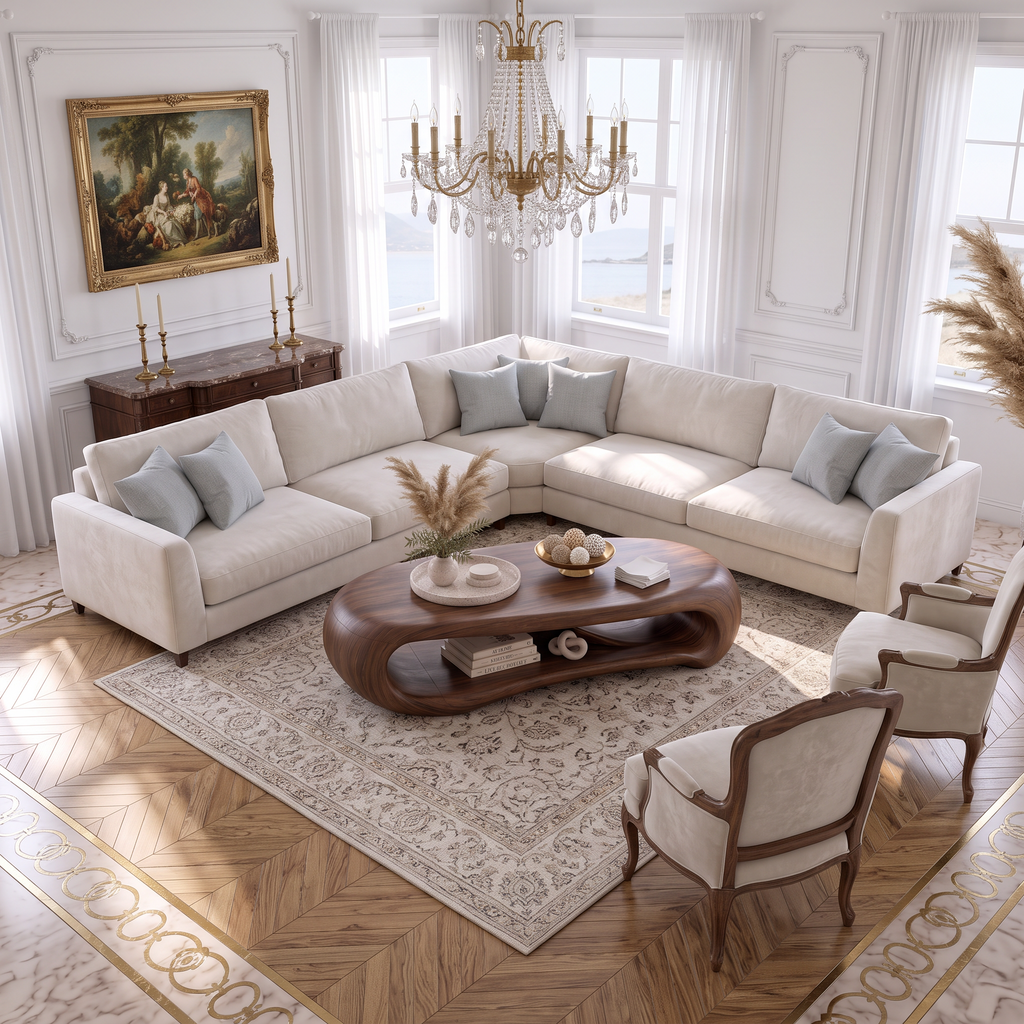 Modern Walnut Coffee Table With Soft Rounded Ends For Living Room