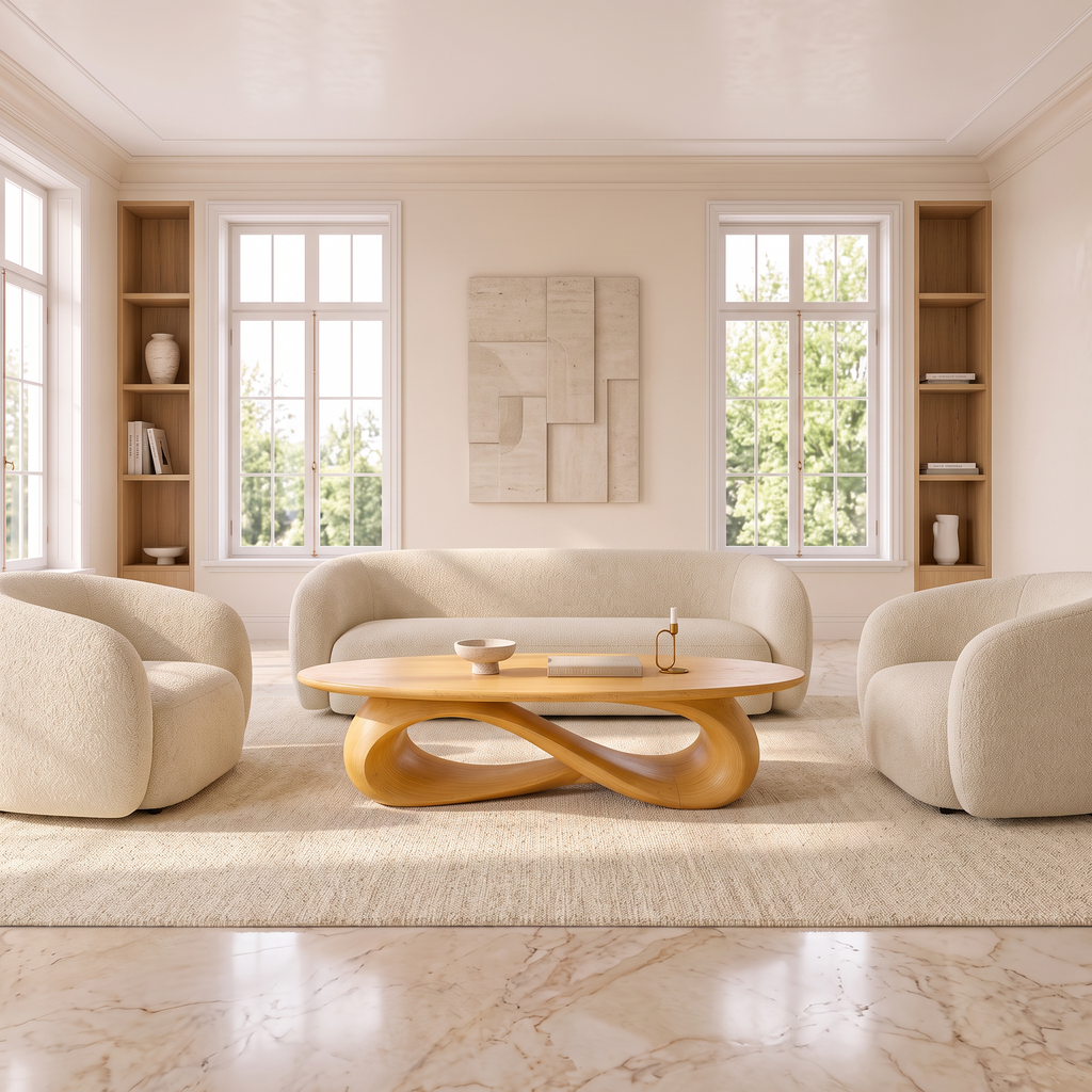 Modern Coffee Table With Oval Top And Clean Curved Profile For Living Room