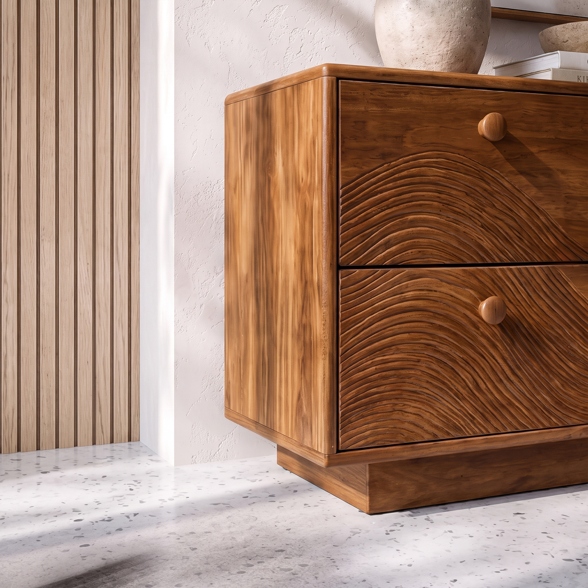 Rustic Bedroom Dresser With Low Profile Form And Simple Drawer Design
