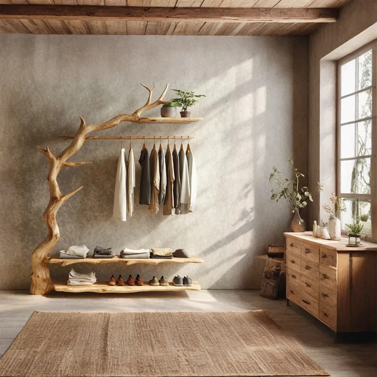 Rustic Standing Coat Rack Wall Clothes Rack Tree Branch Coat Rack