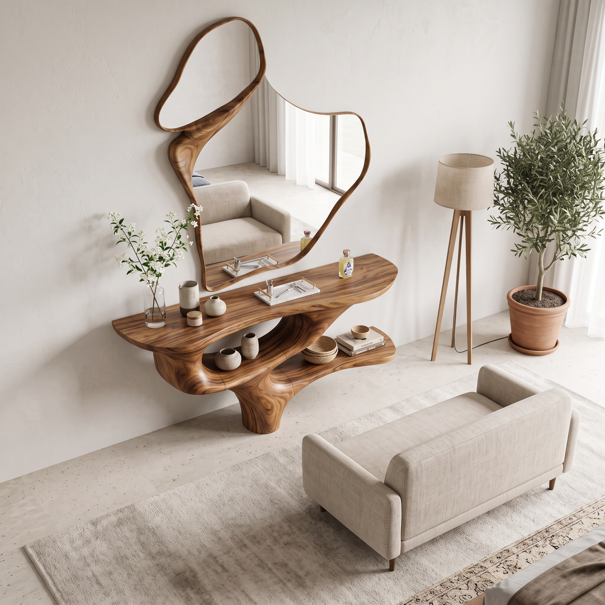 Rustic Live Edge Cosmetic Table For Bedroom Decor Ideas