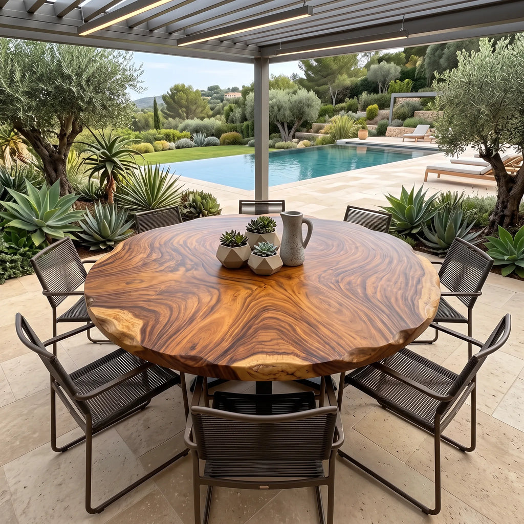 Mid Century Live Edge Round Table Top Penthouse