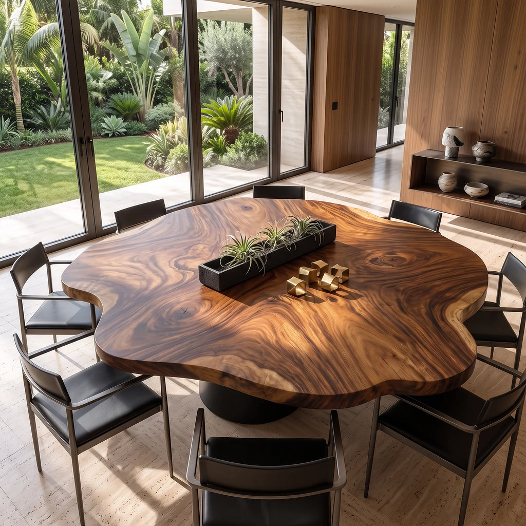 Tropical Wood Table Top Coastal Dining Room