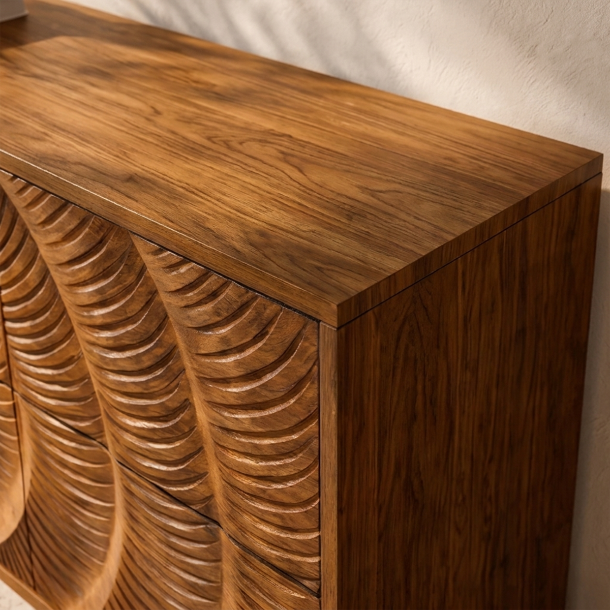 Contemporary Chest Dresser With Layered Circle Pattern For Bedroom