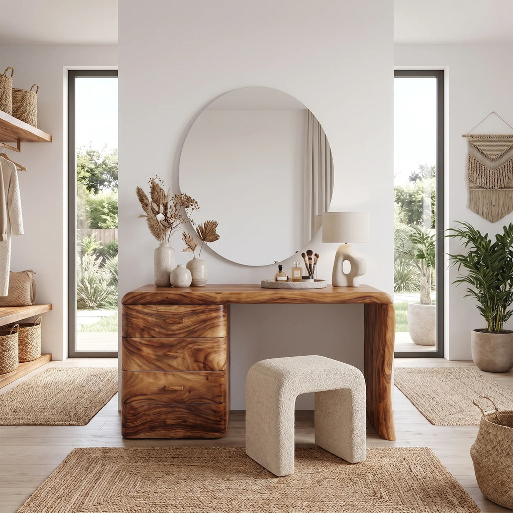 Sophisticated Modern Vanity Desk Makeup Vanity Wave Drawers For Bedroom