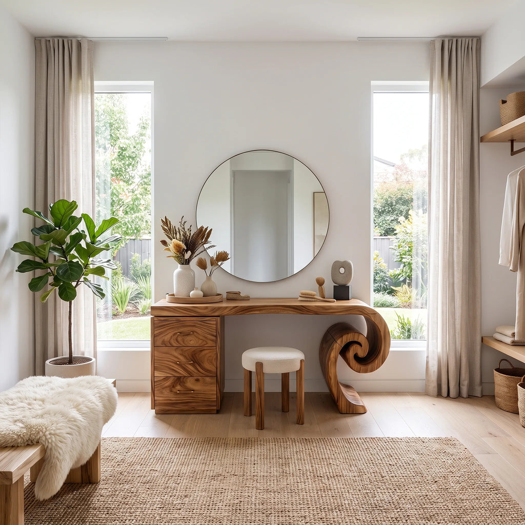 Tranquil Vanity Desk Dressing Table Makeup Vanity Spiral Accent For Bedroom