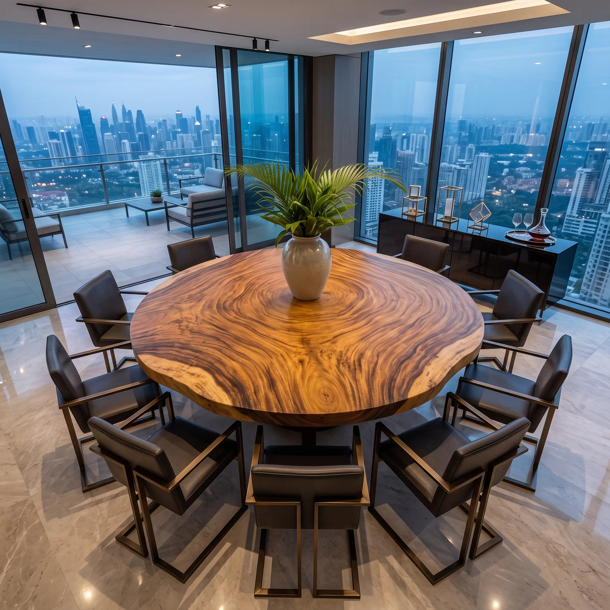 Rustic Live Edge Round Table Top 8 Seater