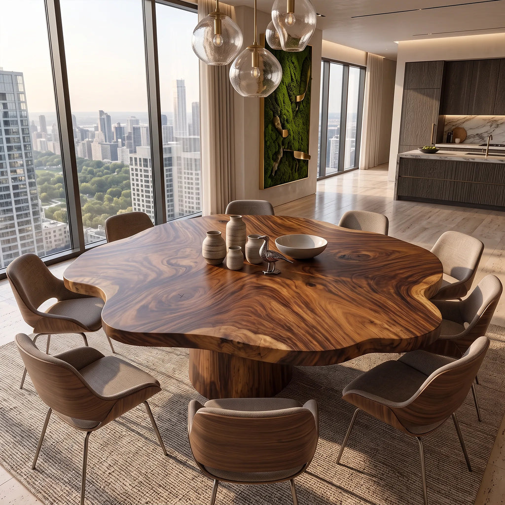 Tropical Wood Table Top Coastal Dining Room