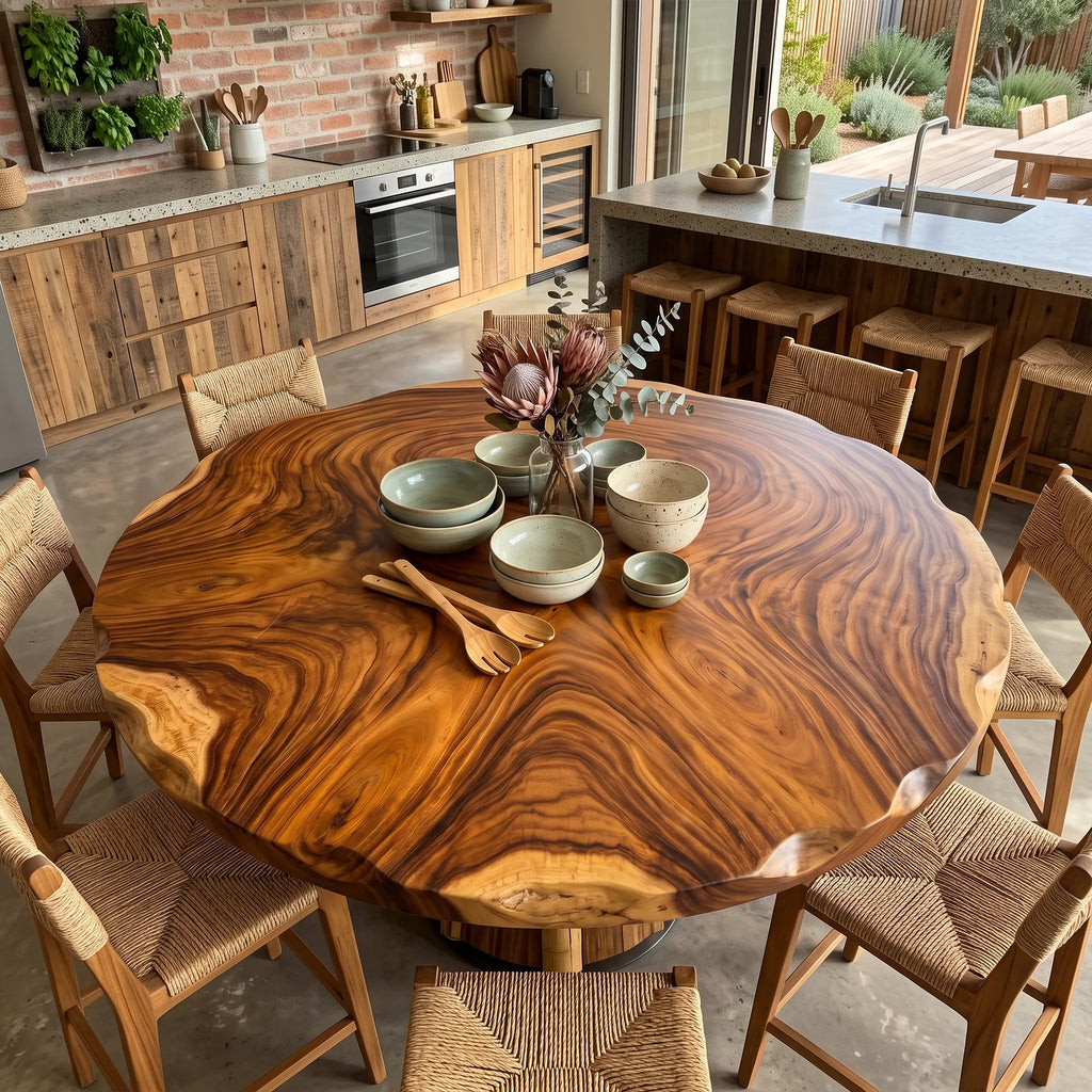 Mid Century Live Edge Round Table Top Penthouse