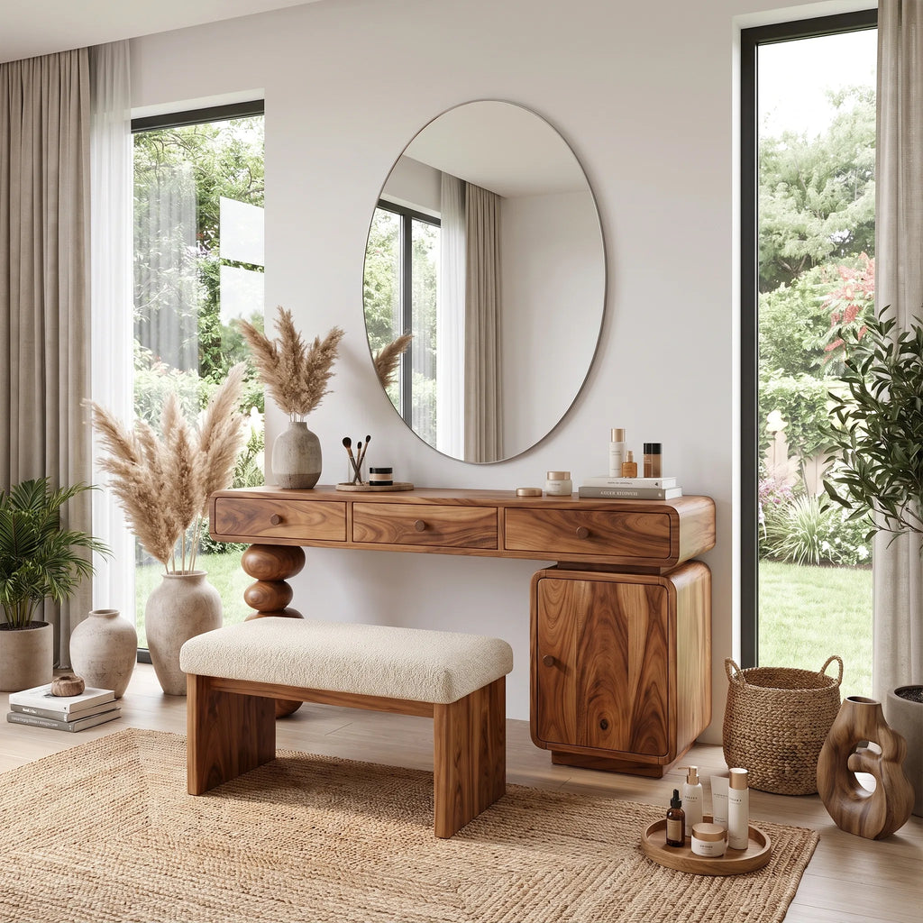 Playful Makeup Vanity Desk Bedroom Vanity Rounded Drawers For Dressing Room
