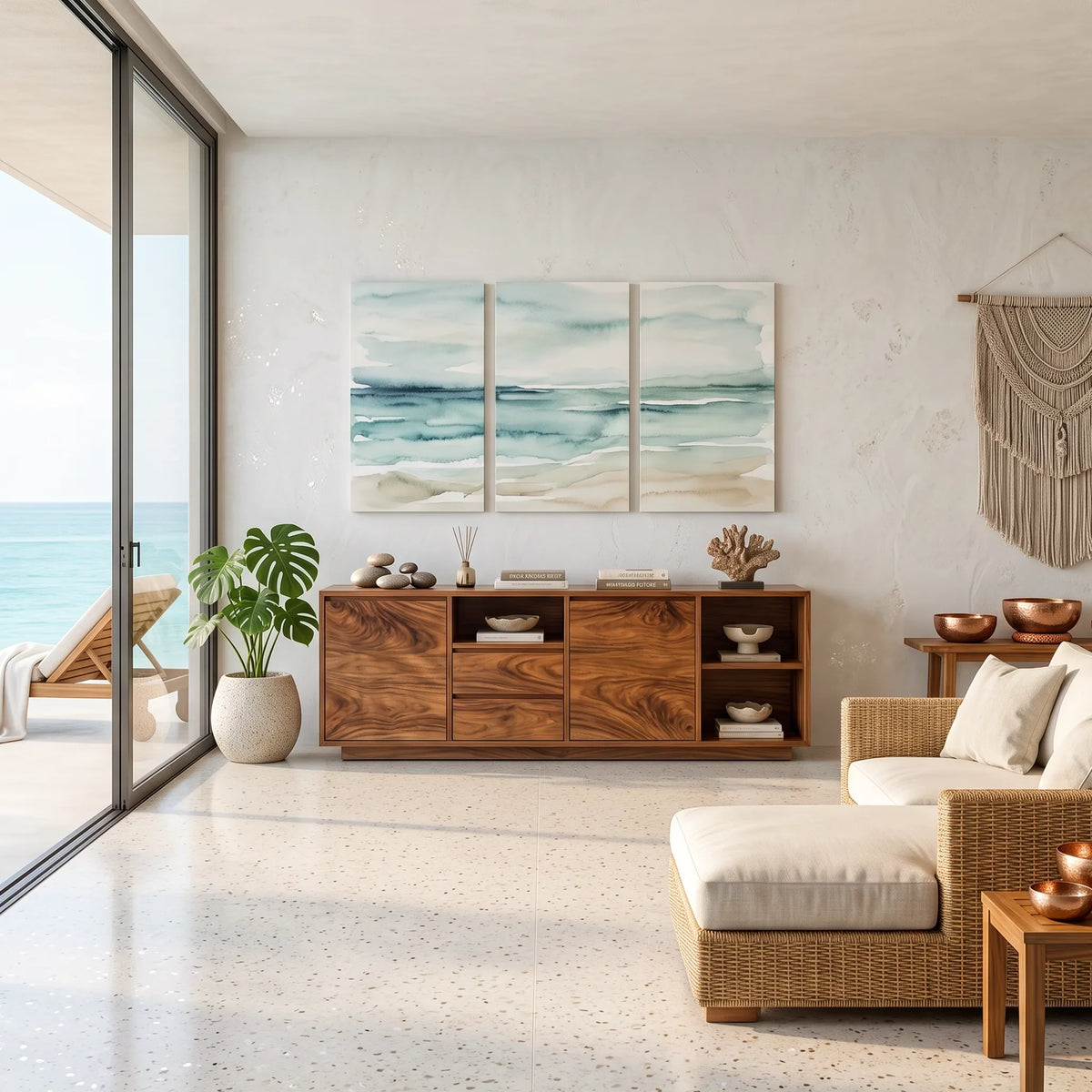 Modern Ripple Front Sideboard Open Entryway Hallway