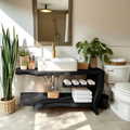 Rustic Wooden Vanity Space For Bathroom Use