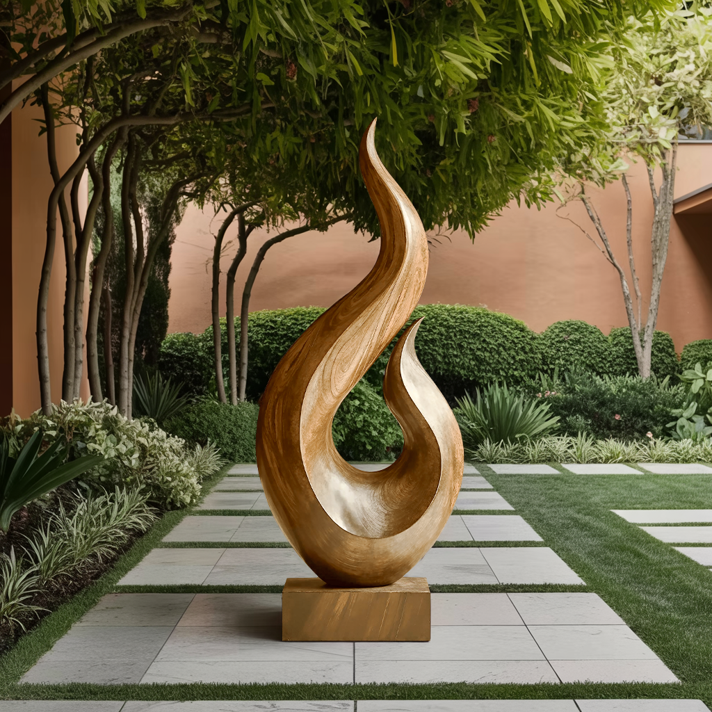 Handcrafted Abstract Wood Statue For Home Accent