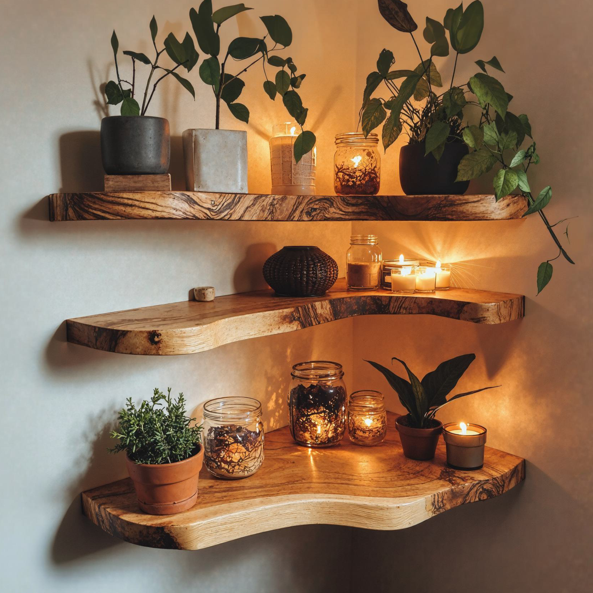 Live Edge Walnut Floating Shelves