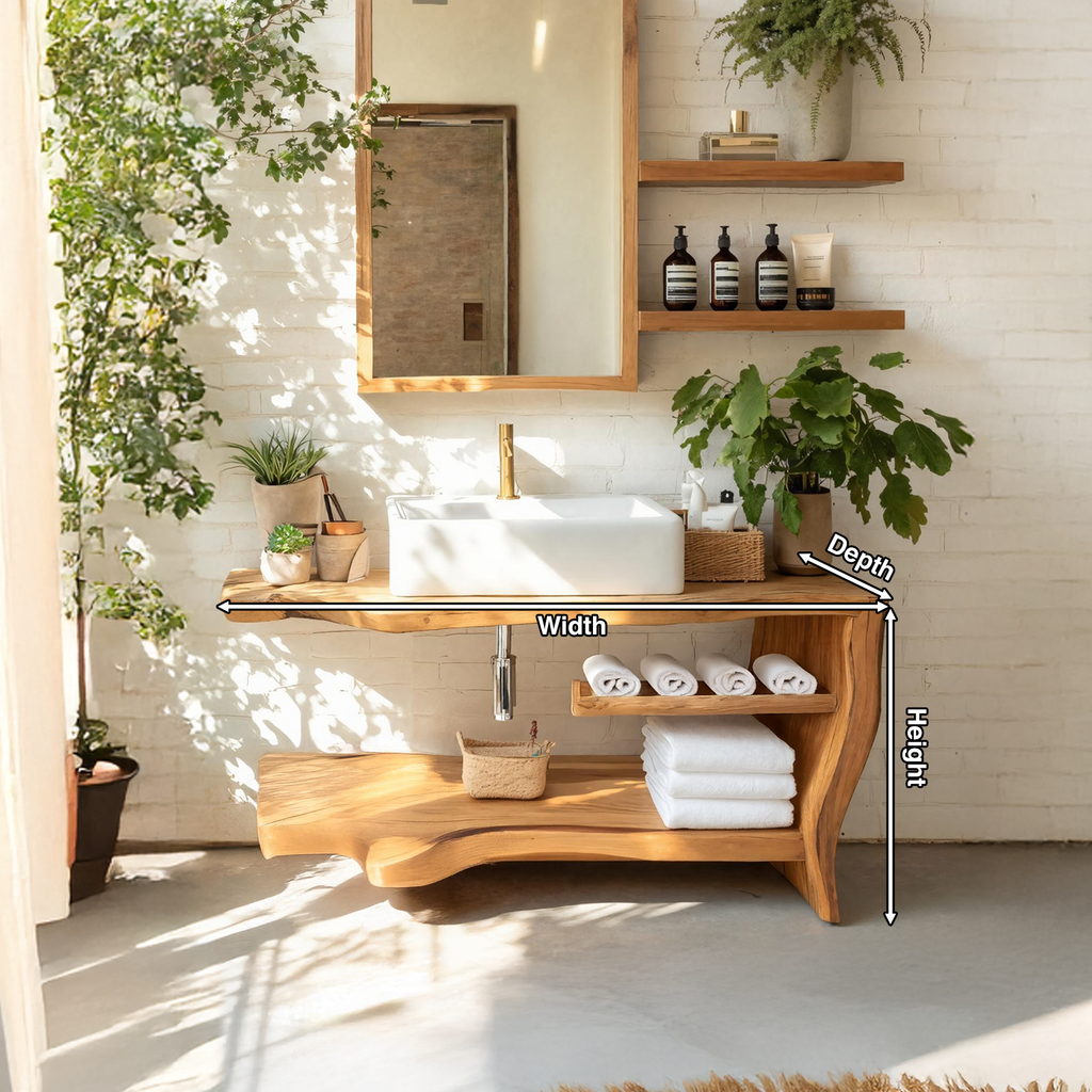 Rustic Wooden Vanity Space For Bathroom Use