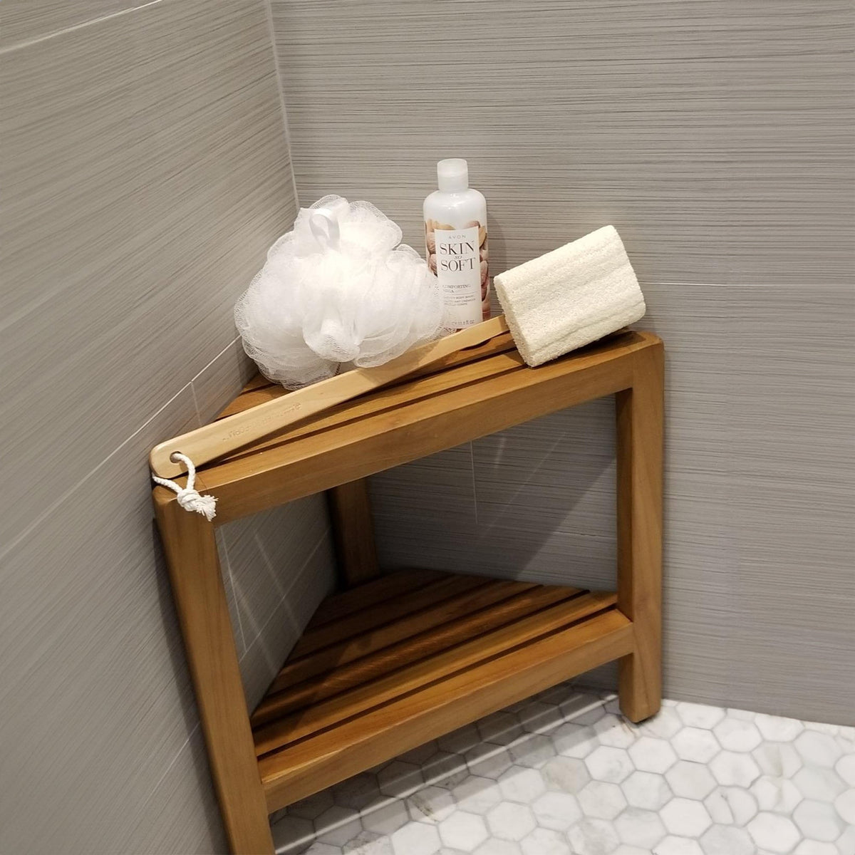 Wood Shower Bench Shower Stool With Shelf