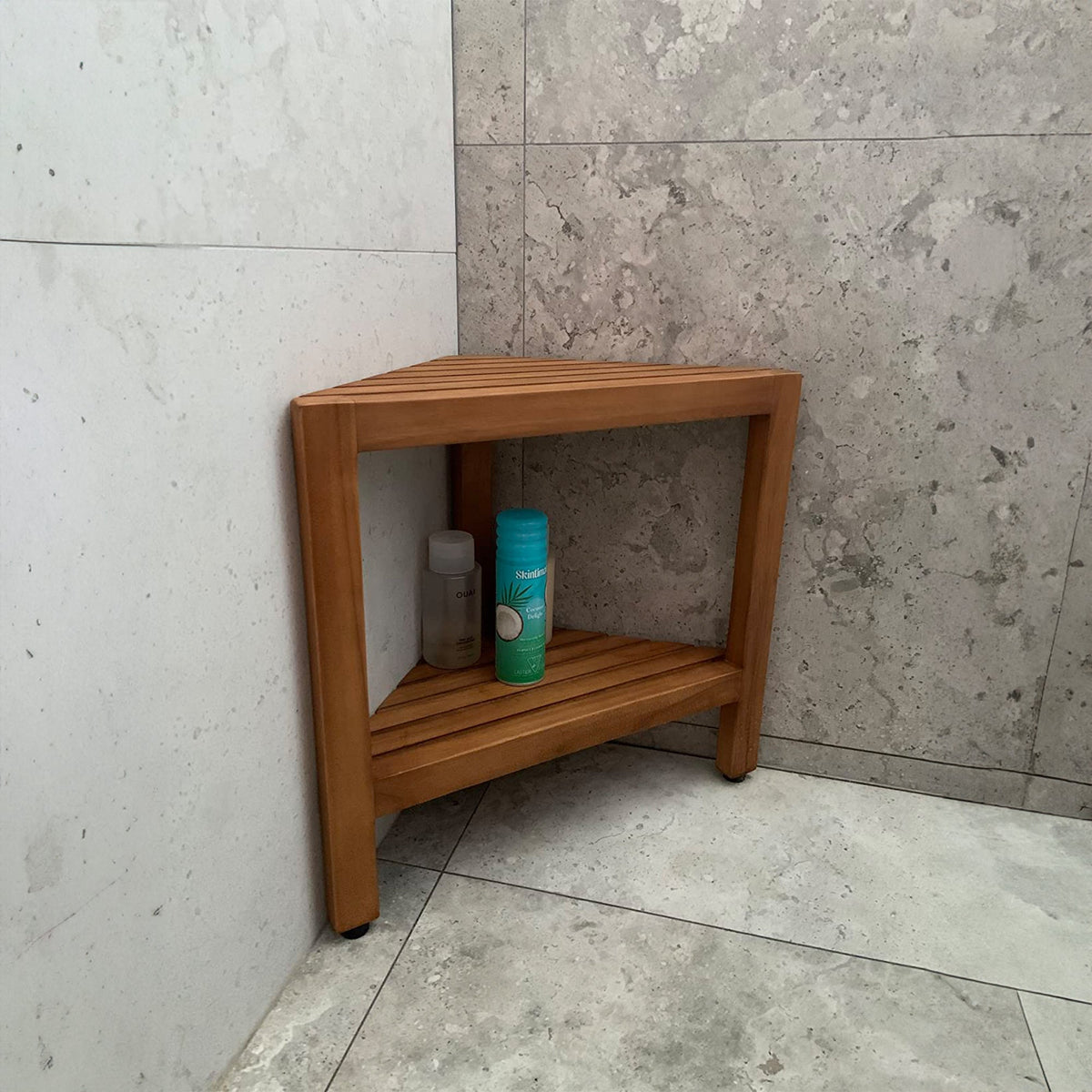 Wood Shower Bench Shower Stool With Shelf