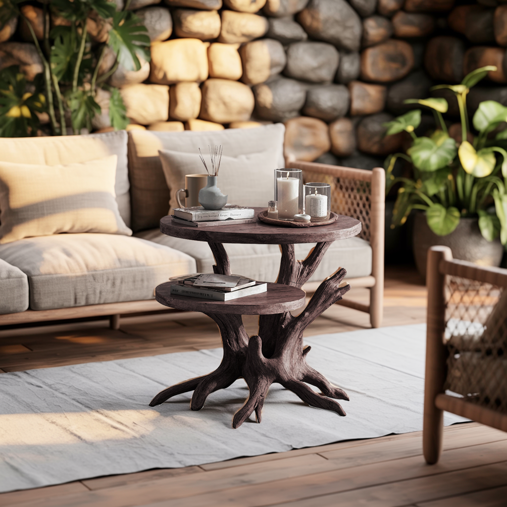 Handcrafted Round End Table Unique Living Room