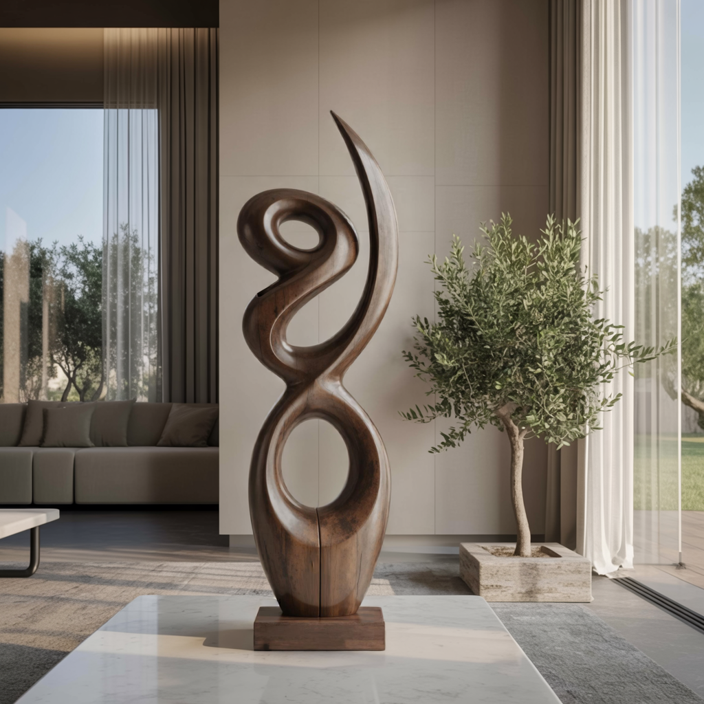 Handcrafted Wooden Abstract Sculpture For Living Room