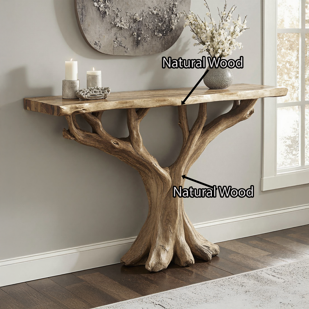 Handcrafted Rustic Console Table For Entryway