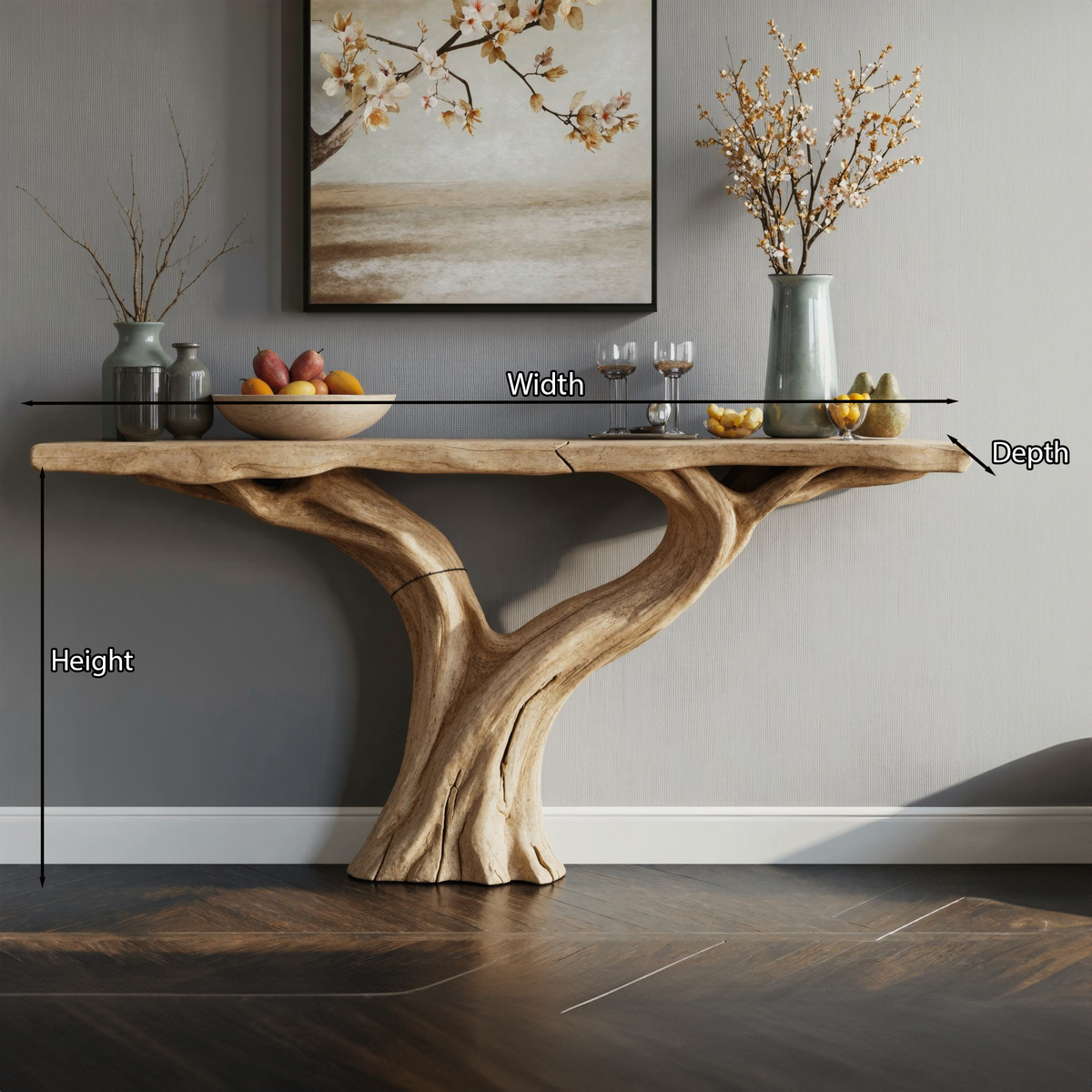 Narrow Console Table Live Edge Table Home Decor