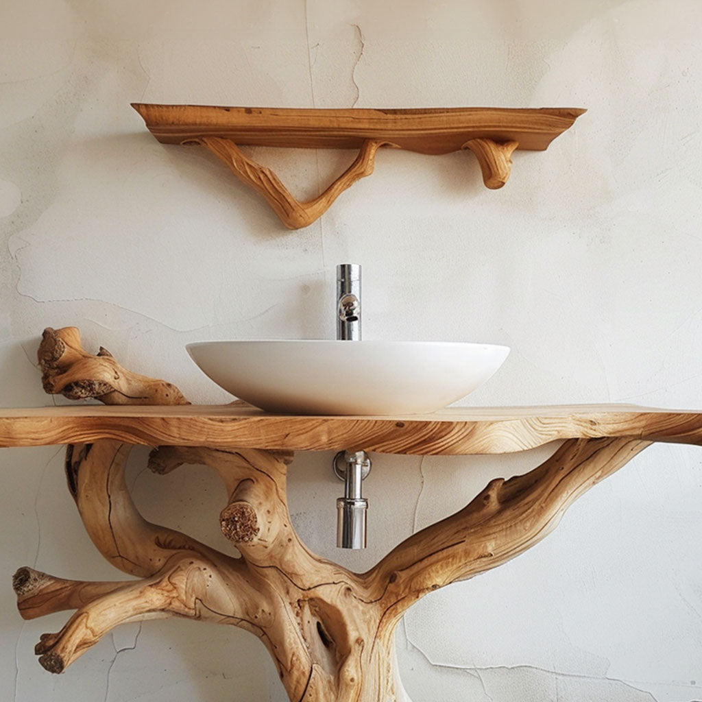 Floating Natural Wood Bathroom