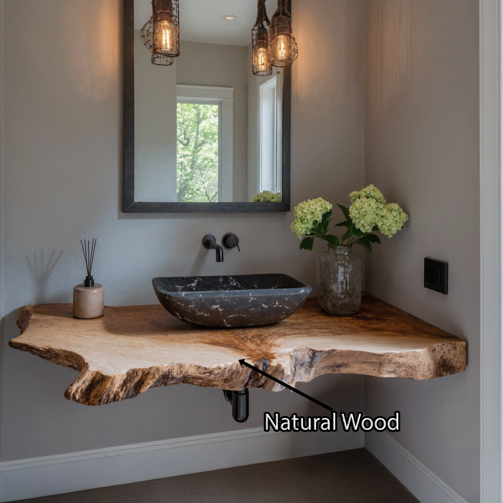 Elegant Farmhouse Bathroom Floating Shelf With Natural Wood