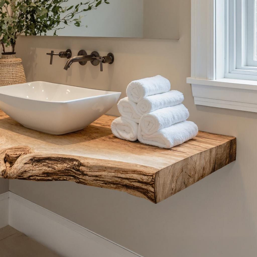 Live Edge Wood Bathroom Vanity Shelf
