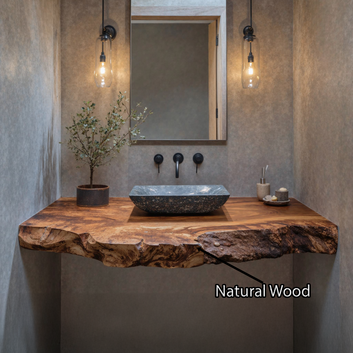 Rustic Farmhouse Wooden Bathroom Vanity Floating Shelf For Vintage Bathrooms